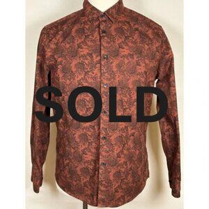 Marc Anthony Men’s Medium Shirt Slim Fit Button Up Luxury 100% Cotton Red